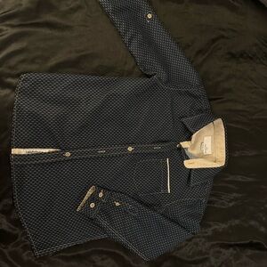 Kids Navy Blue Button Down Shirt